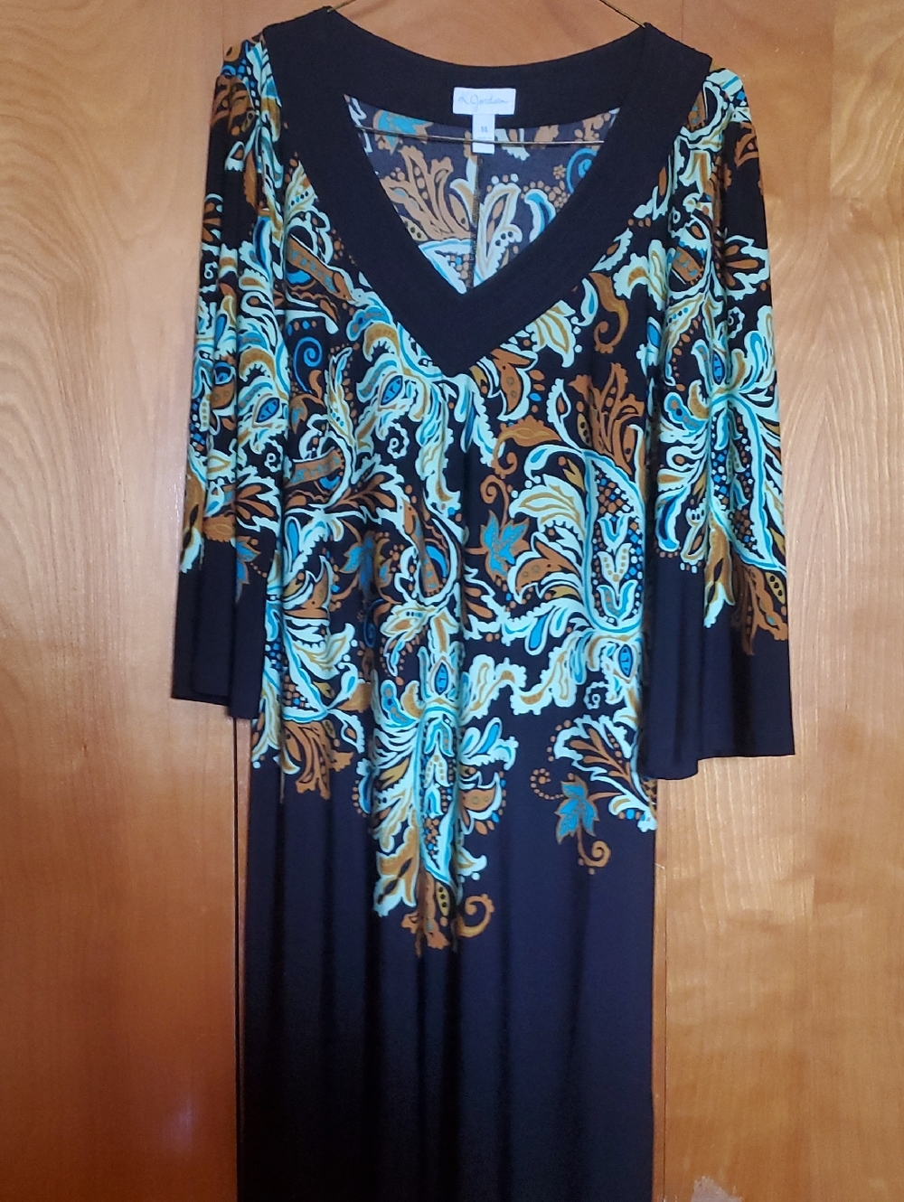 K Jordan Black Dress With Paisley Design Size 14